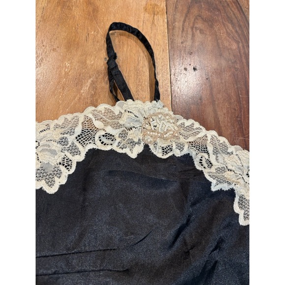 vintage Rickis satin camisole ivory lace beading side zipper size 10 coquette - Picture 10 of 11